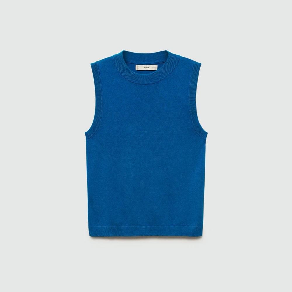 Mango Bright Blue Knit Sleeveless Top